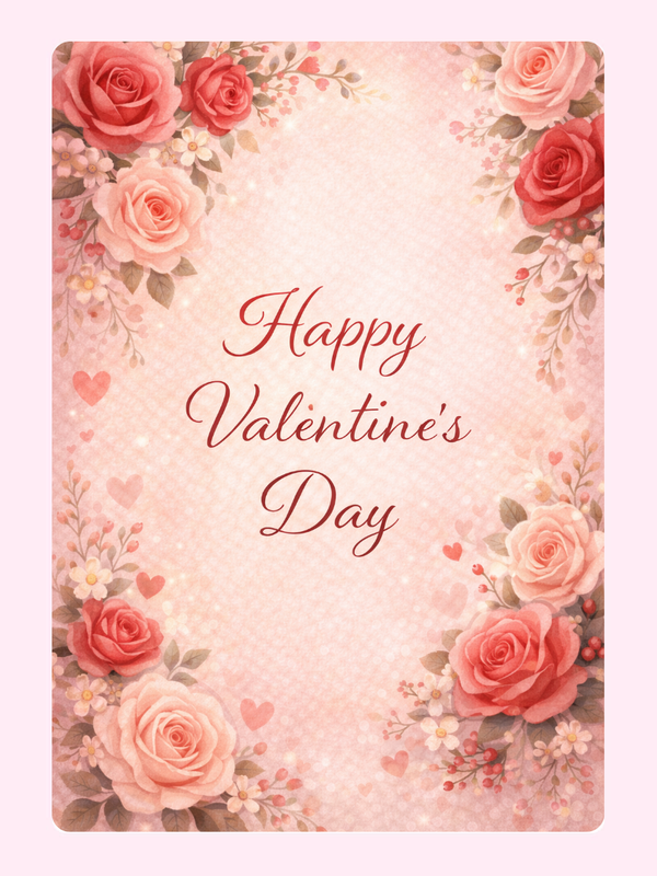 Floral Valentines Cake Card