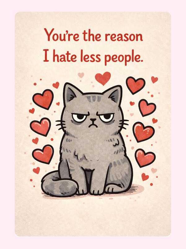 Cat hate Cake Card, Valentine's Day