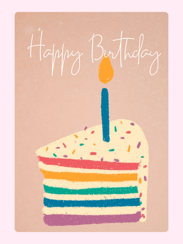 rainbow layered birthday cake card letterbox gift UK