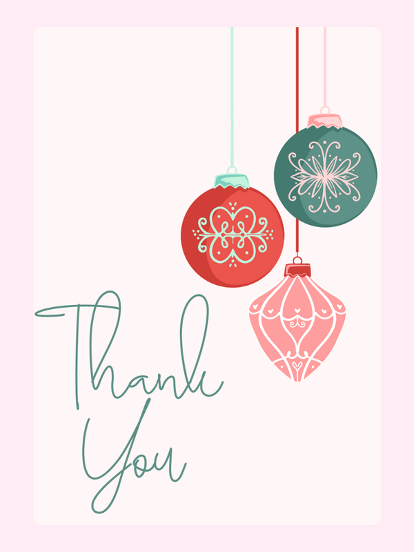 Thank You Ornaments Cake Card