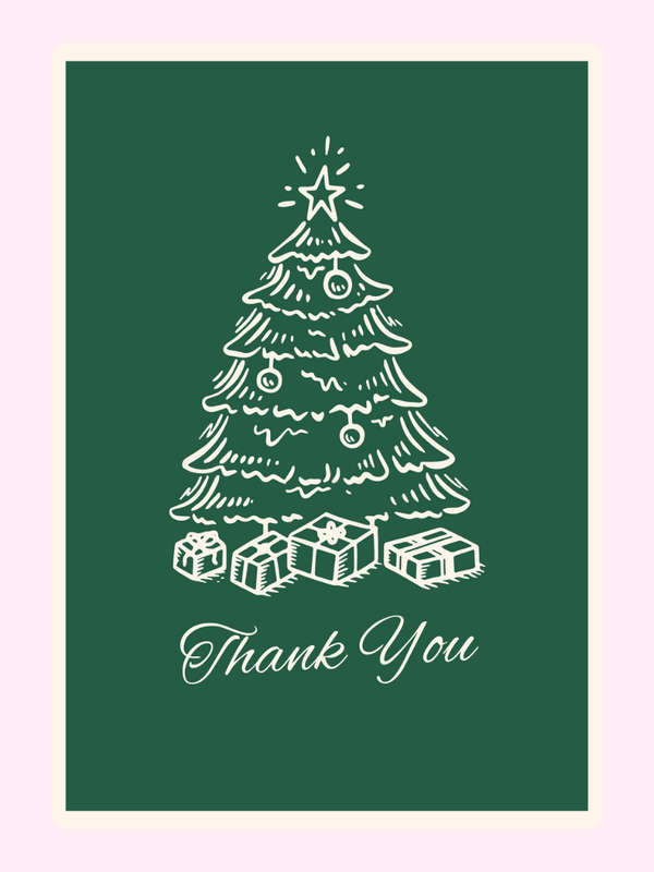 Thank You Christmas Tree Cake Card