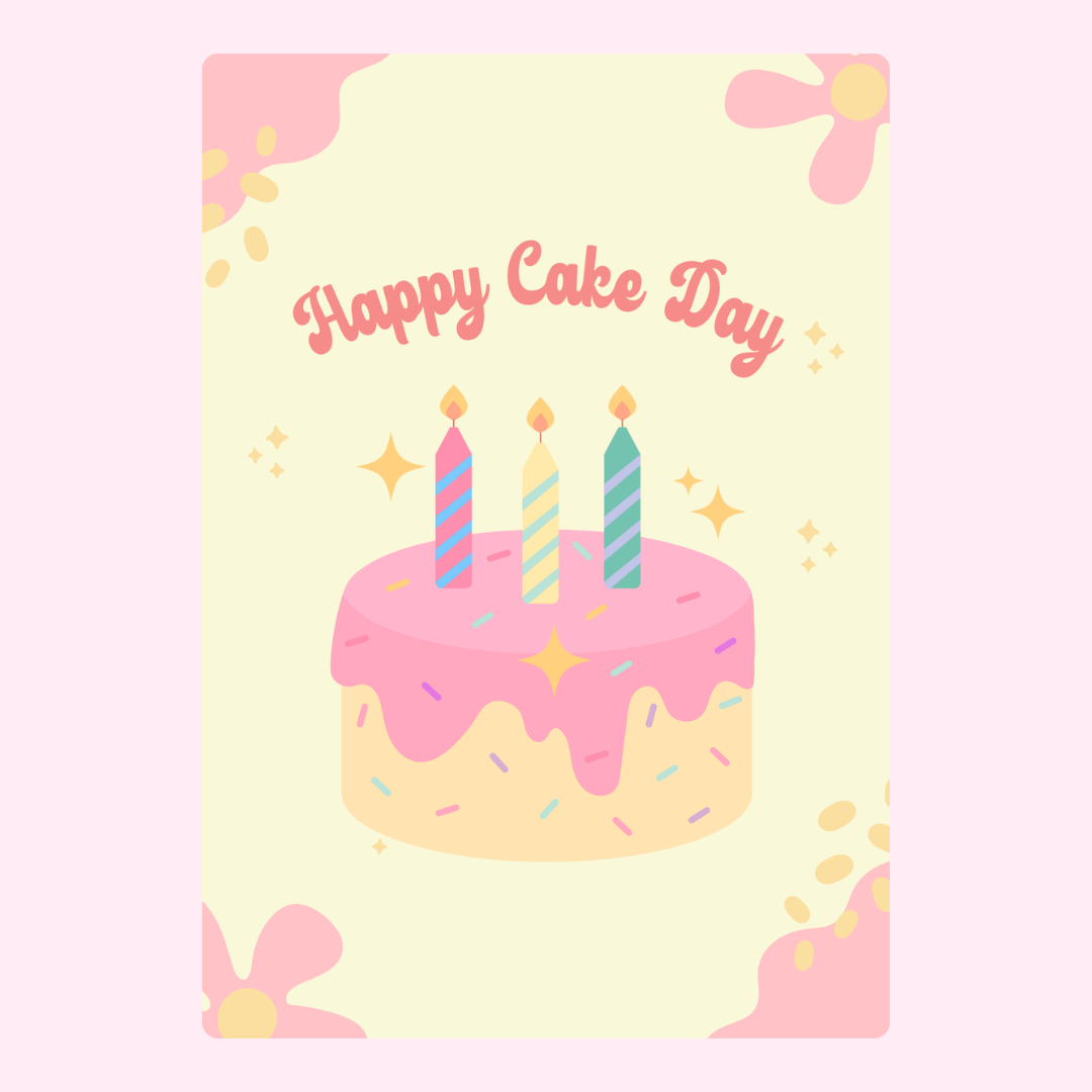Happy Cake Day card design, 2024