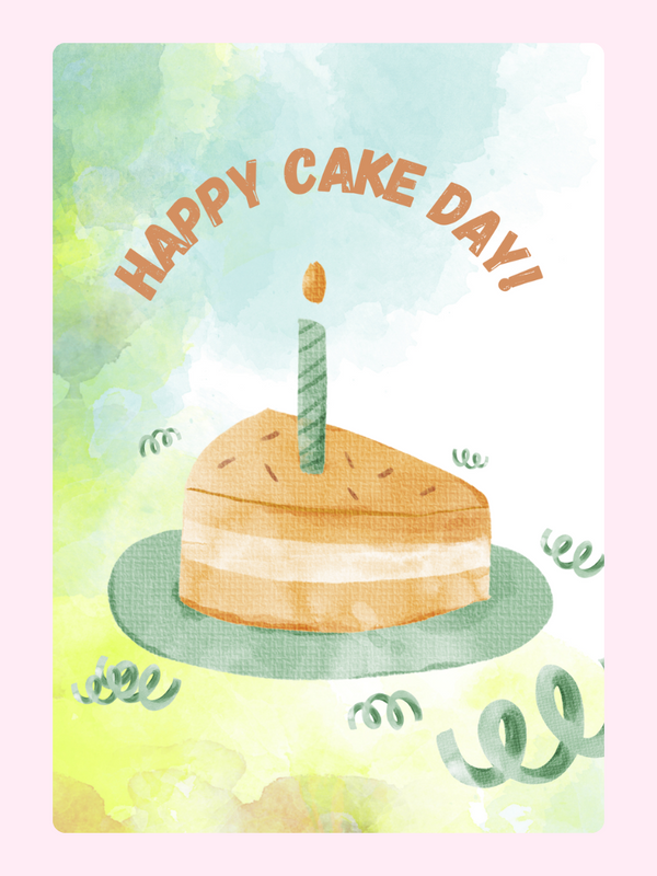 Happy Cake Day Watercolour Cake Card, birthday
