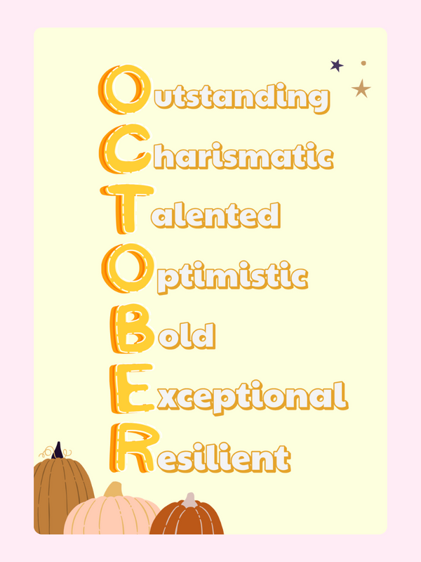October acrostic poem with pumpkins, design from Nov 19, 2024