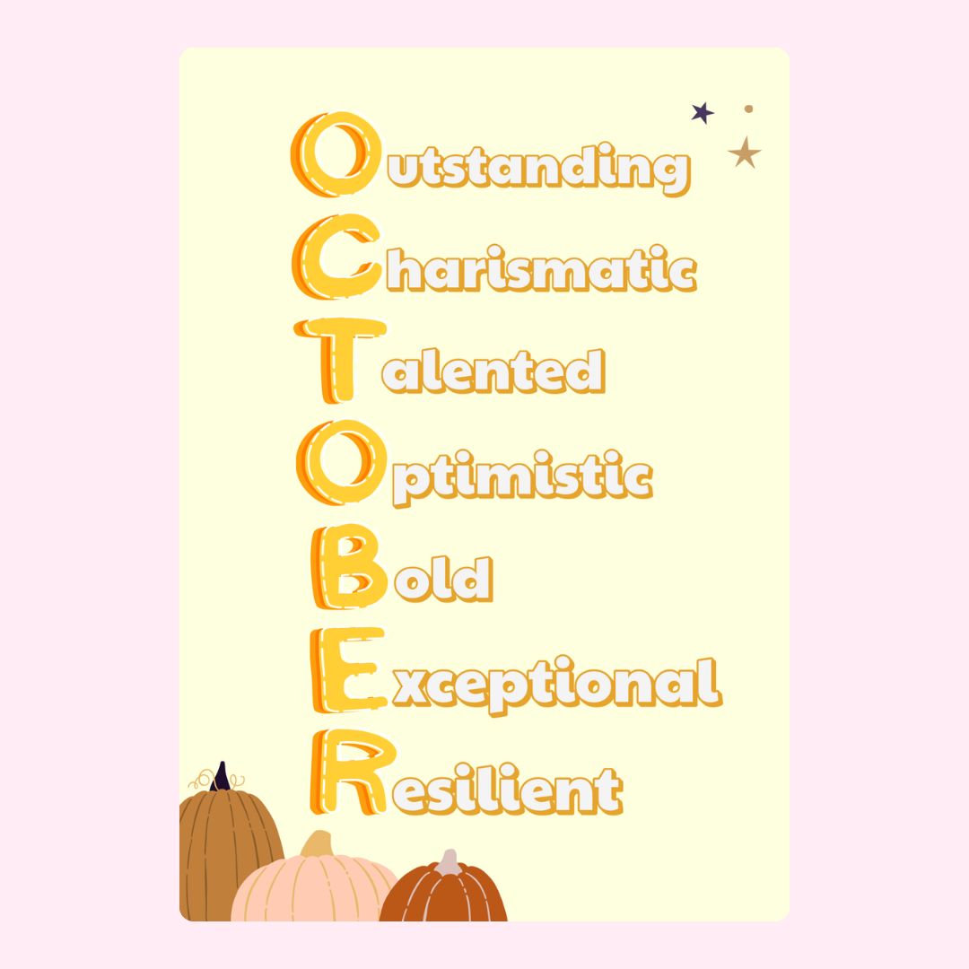 October acrostic poem with pumpkins, design from Nov 19, 2024