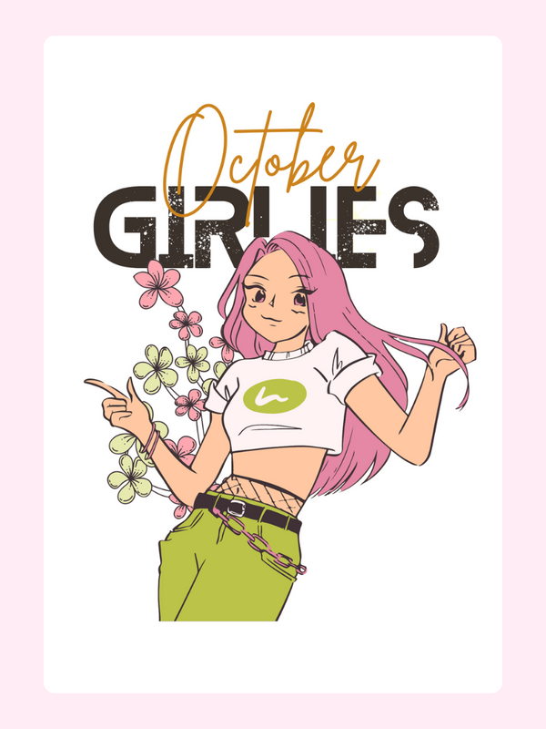 October Girlie's design with anime girl and flowers