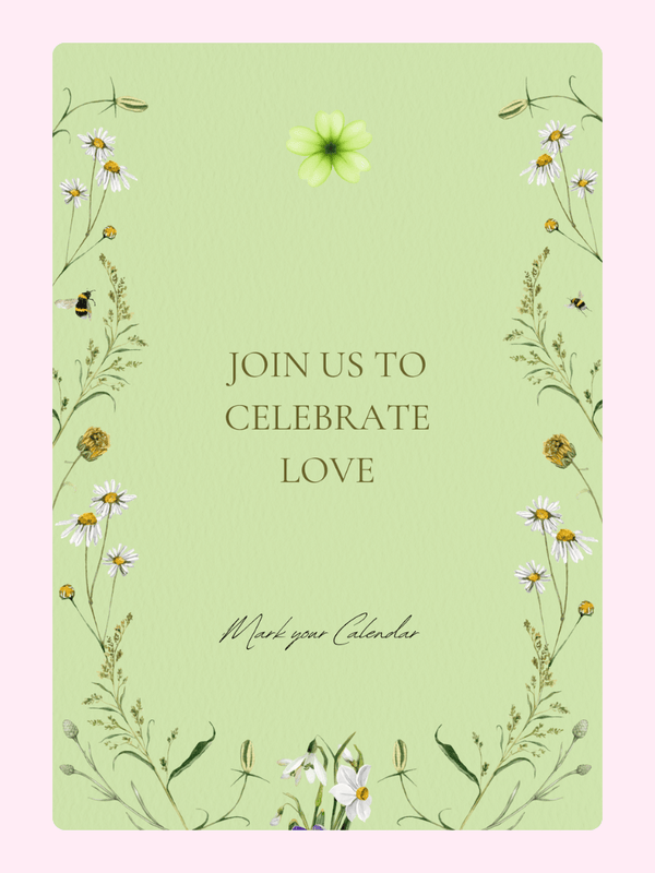 Invitation to celebrate love with floral design