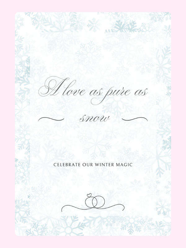 Winter wedding invitation design with snowflakes.