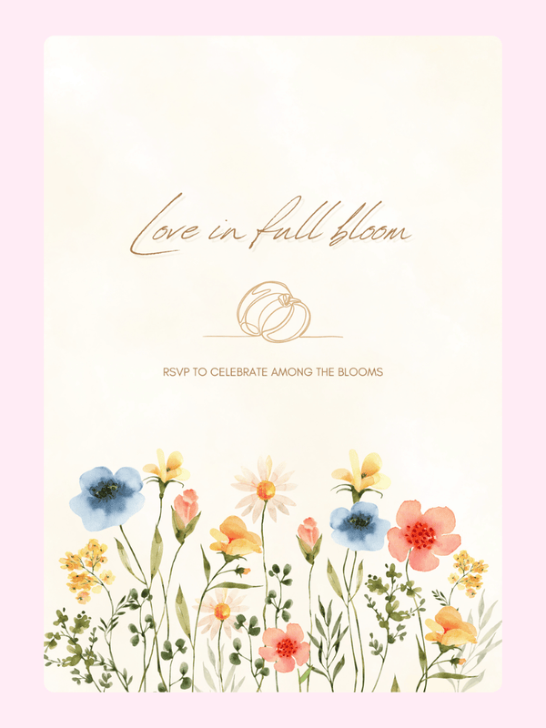 Wedding invitation with floral design, Love in full bloom
