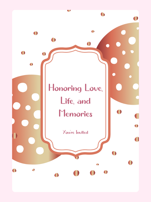 Invitation honoring love, life, and memories