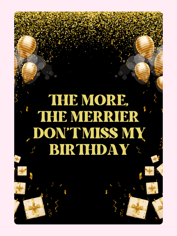 Birthday party invitation with balloons and gifts