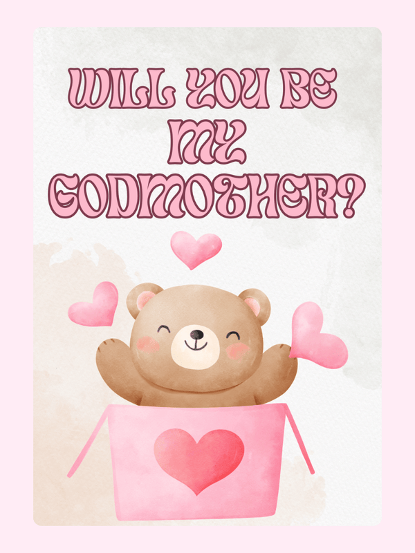Teddy Bear Godmother Proposal Cake Card