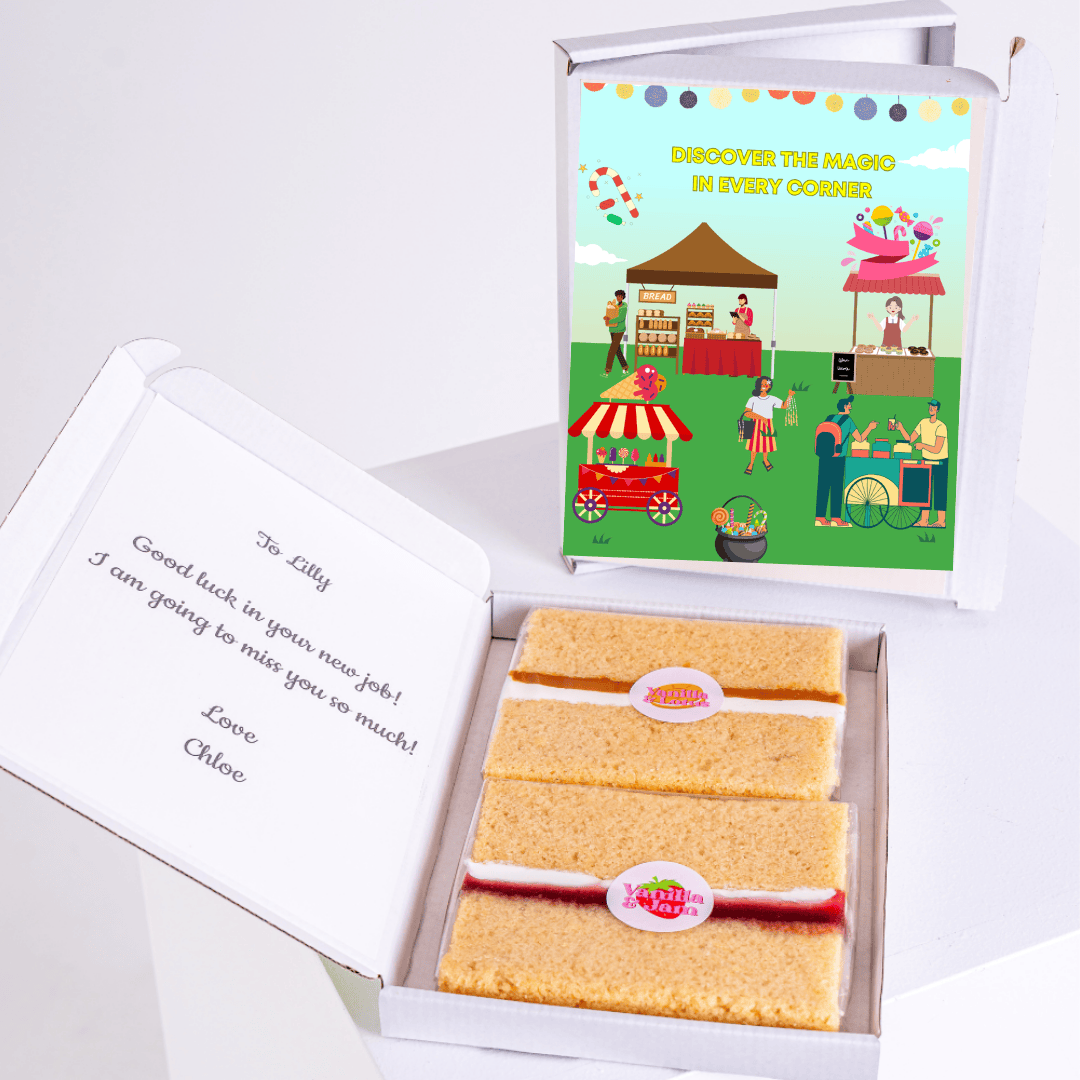Good luck gift box with cake and Discover the magic design, from Chloe to...