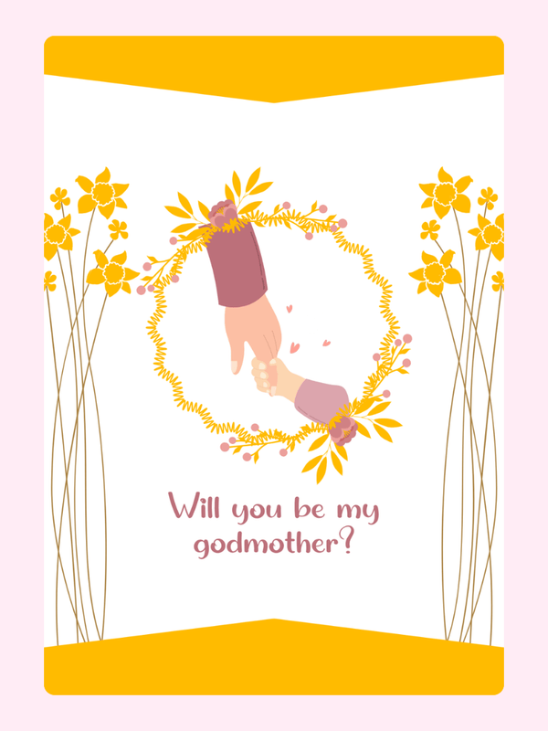 Hands And Flowers Godmother Cake Card