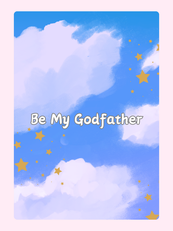 Godfather invitation card with blue sky and stars.