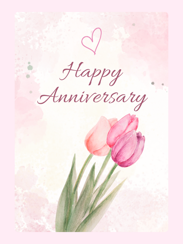 Happy Anniversary card with tulips, design 68.