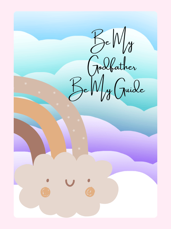 Godfather invitation with rainbow & clouds