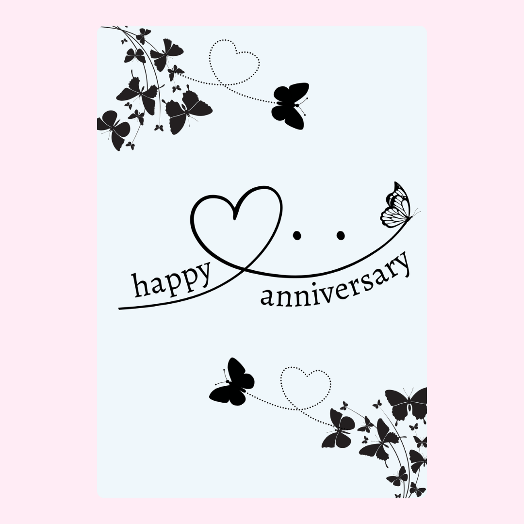 Happy Anniversary card with butterflies, design 73.