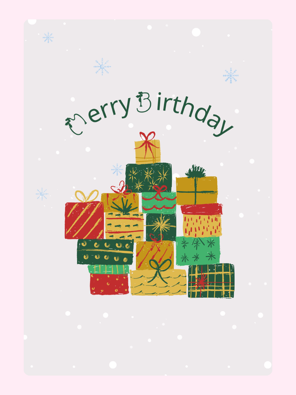 Merry Birthday Stacked Gifts Cake Card