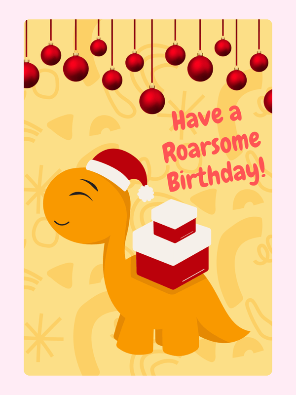 Roarsome Santa Dinosaur Birthday Cake Card