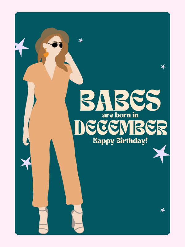 Stylish December Birthday Cake Card