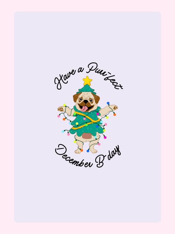 Paw-fect December Birthday Cake Card
