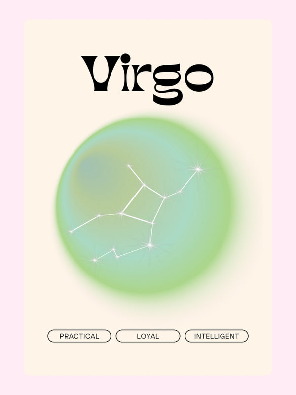 Virgo with constellation and traits: practical, loyal, intelligent.