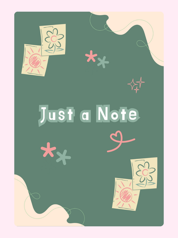 Just a Note floral design on a green background.
