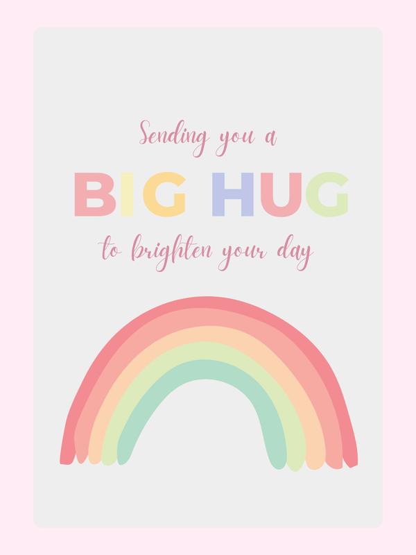 Website - Big Hug card with rainbow to brighten your day.