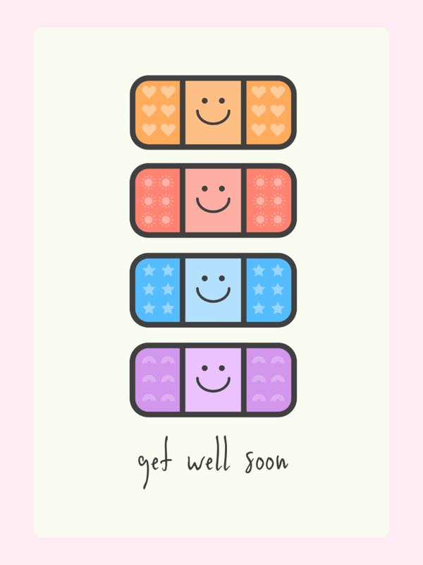 Website - Get well soon card with smiling bandages