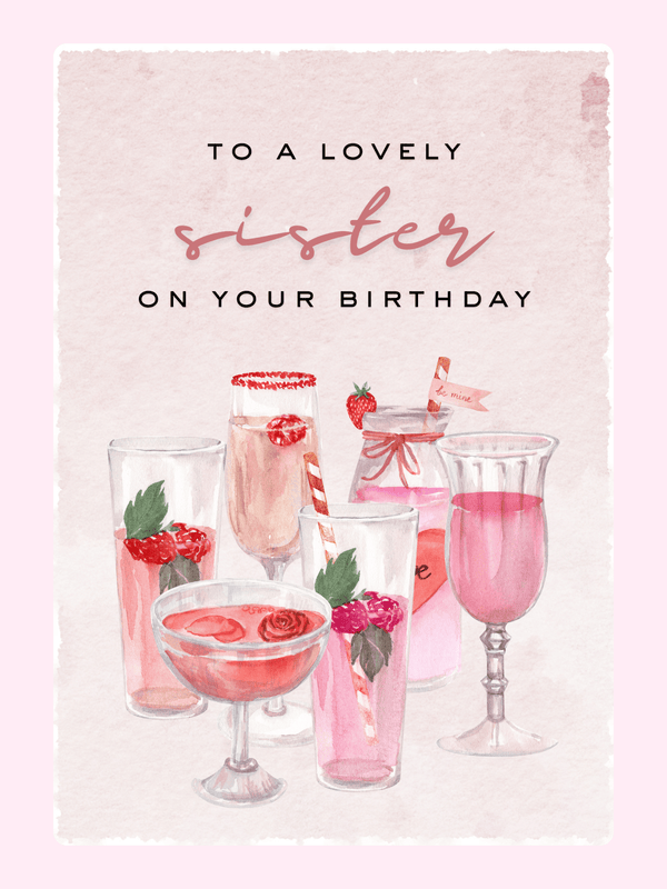 Birthday card for sister with cocktails, Website 2024