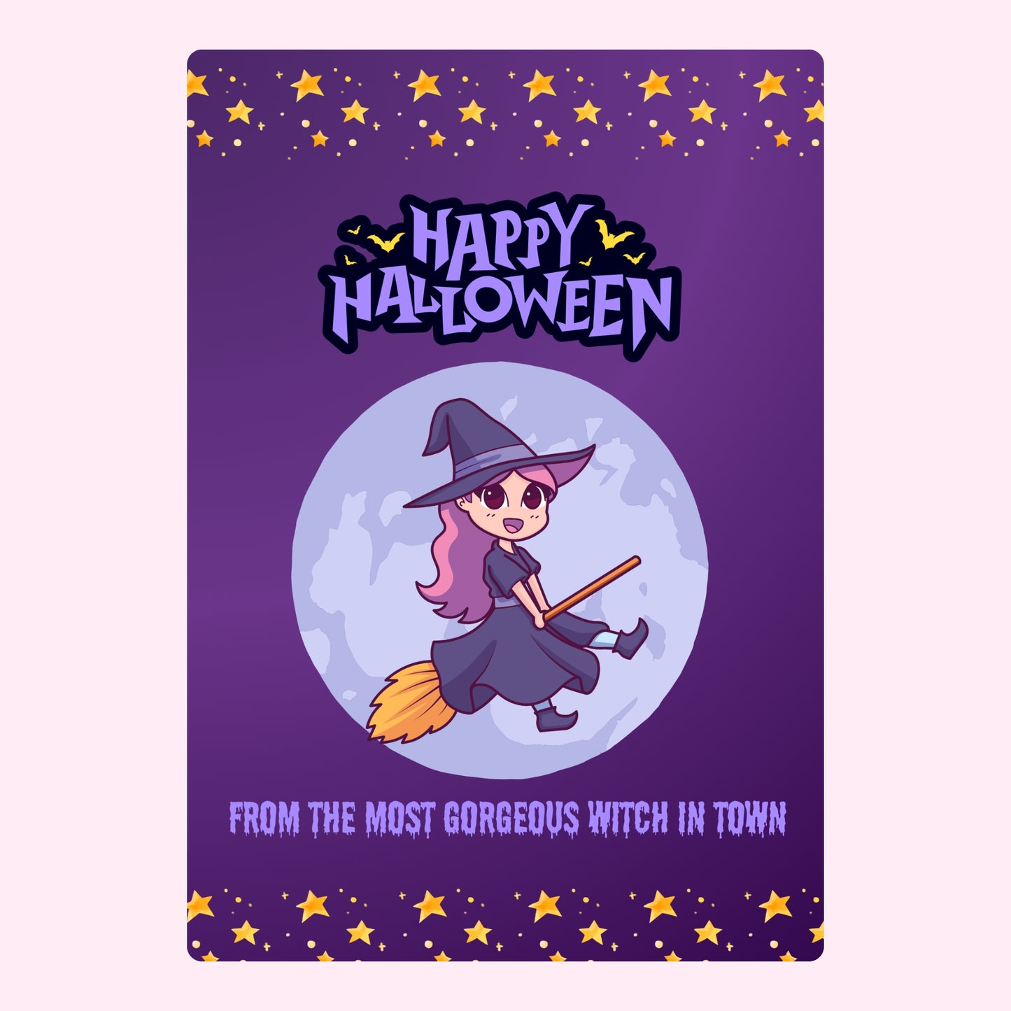 Website 11 Halloween card with witch and moon