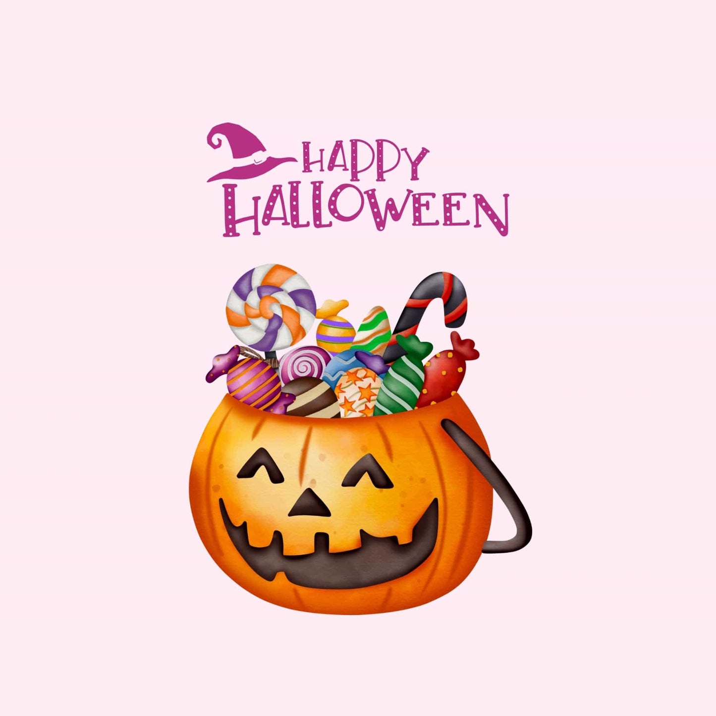 Happy Halloween pumpkin with candy