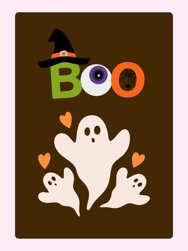 Website Halloween Boo with ghosts and hearts