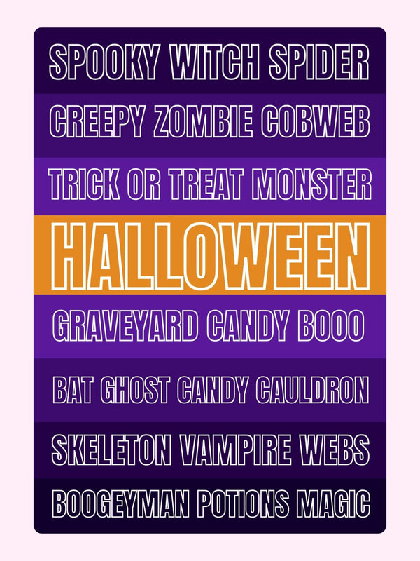 Halloween themed words graphic