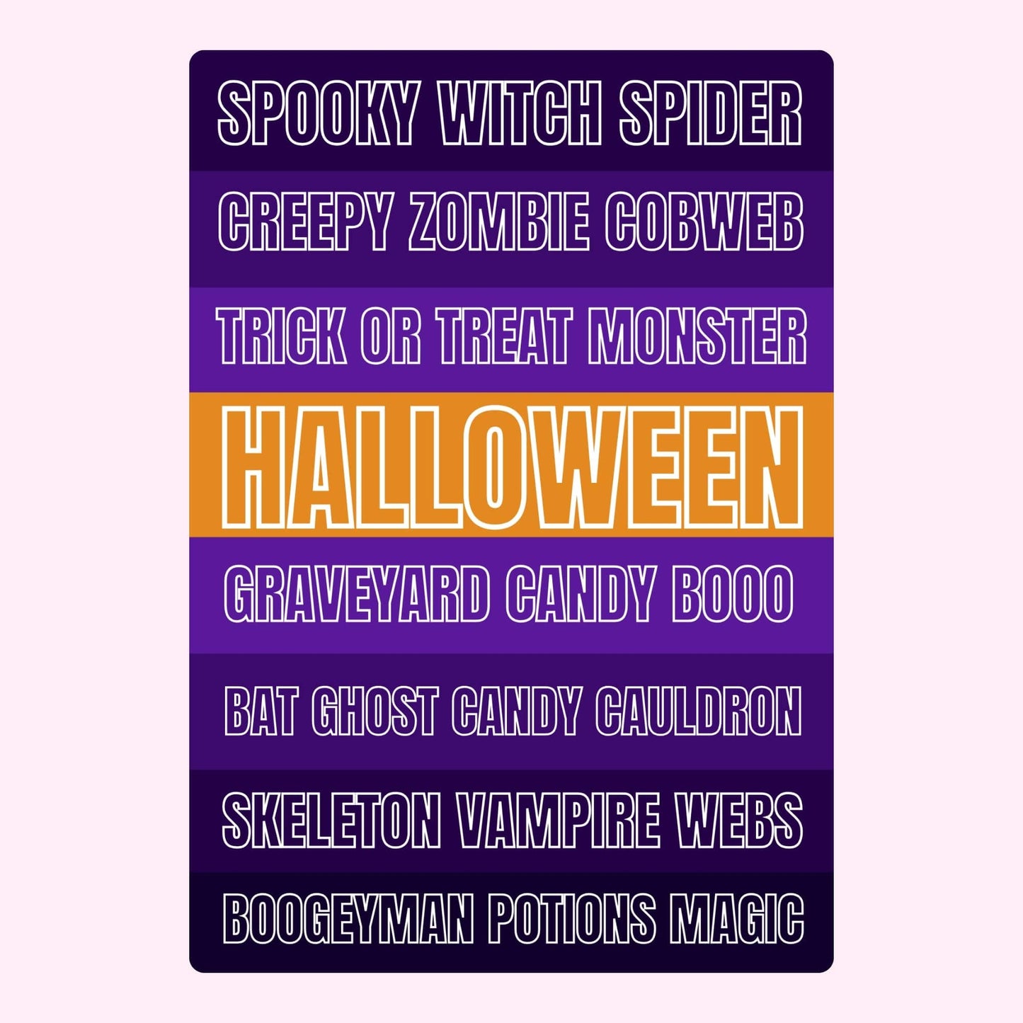 Halloween themed words graphic