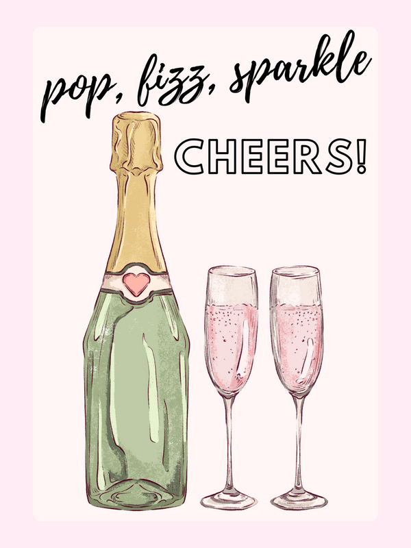 Champagne Cheers Cake Card