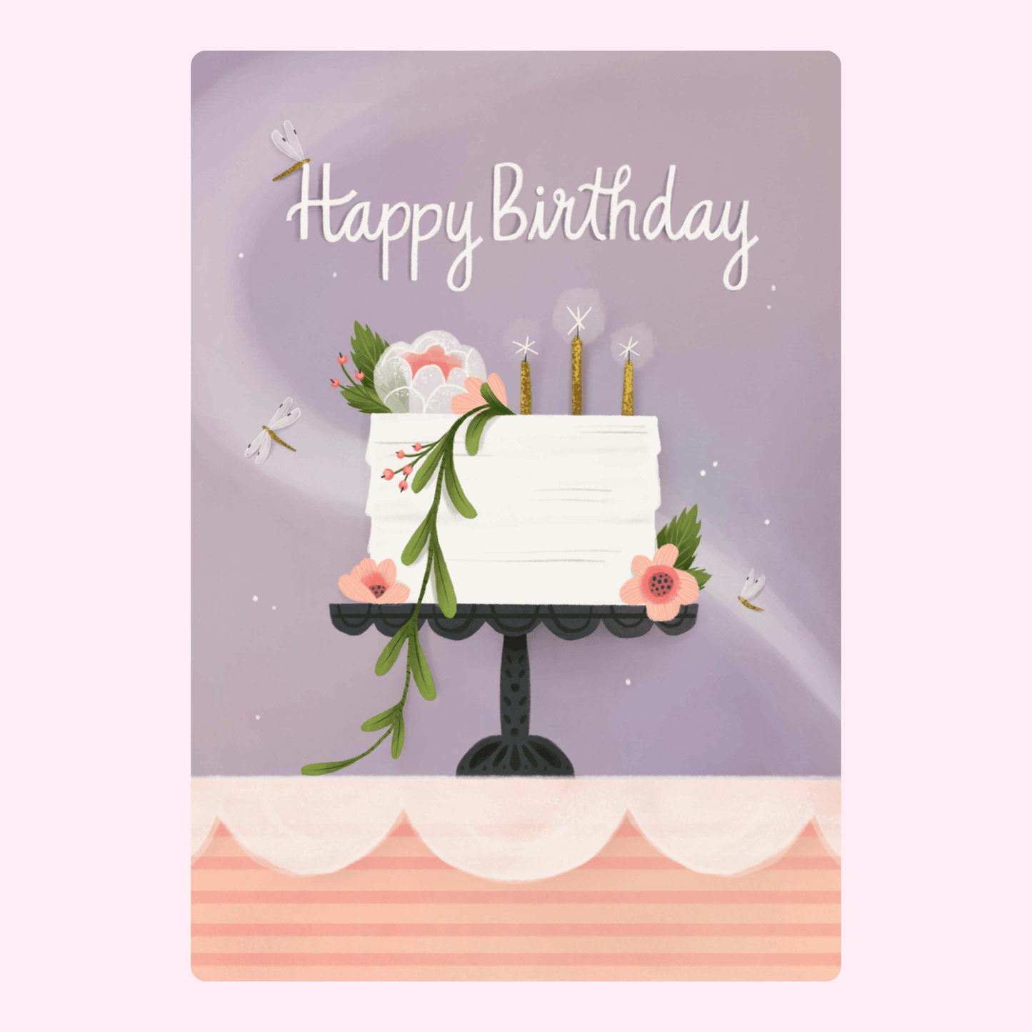 Website Happy Birthday card with cake and flowers