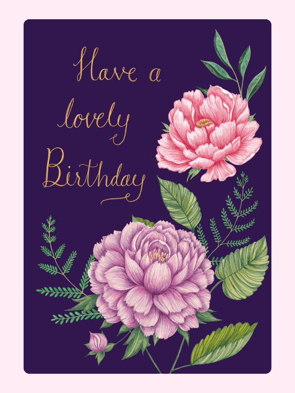 Pink Peony Birthday Cake Card