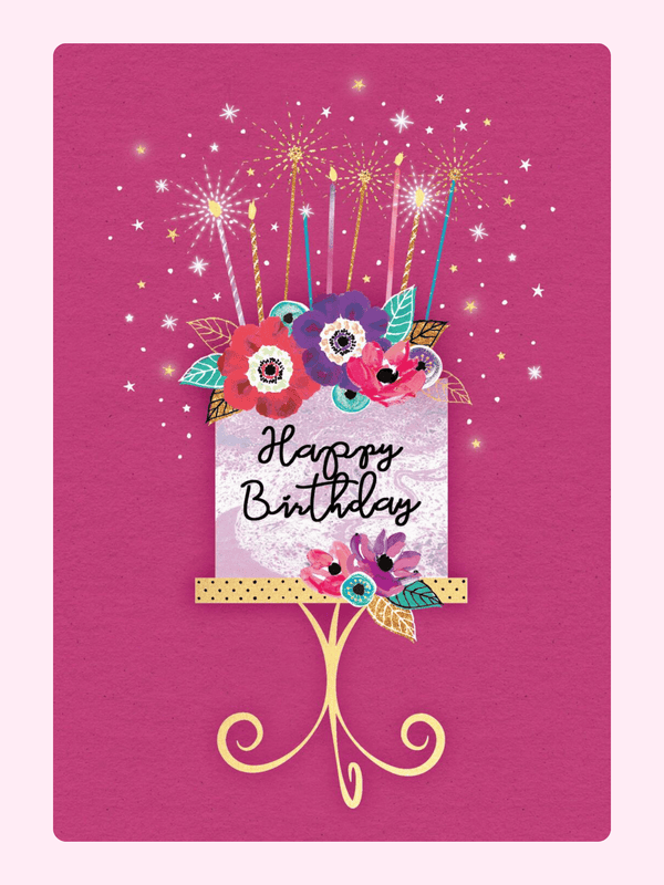 Birthday Sparkler Cake Stand Cake Card