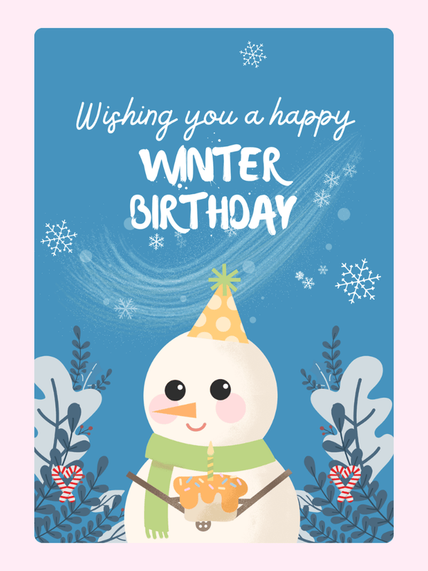 Snowman Winter Birthday Cake Card