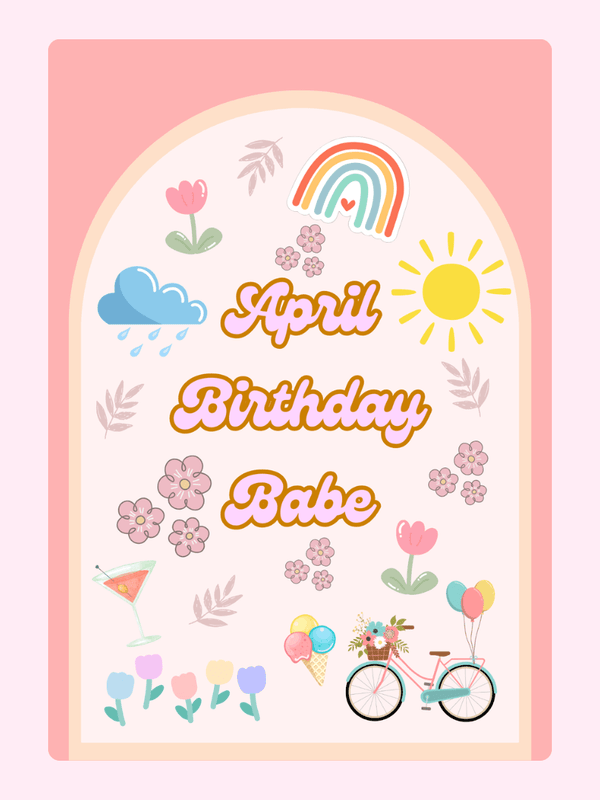 April Birthday Babe Cake Card