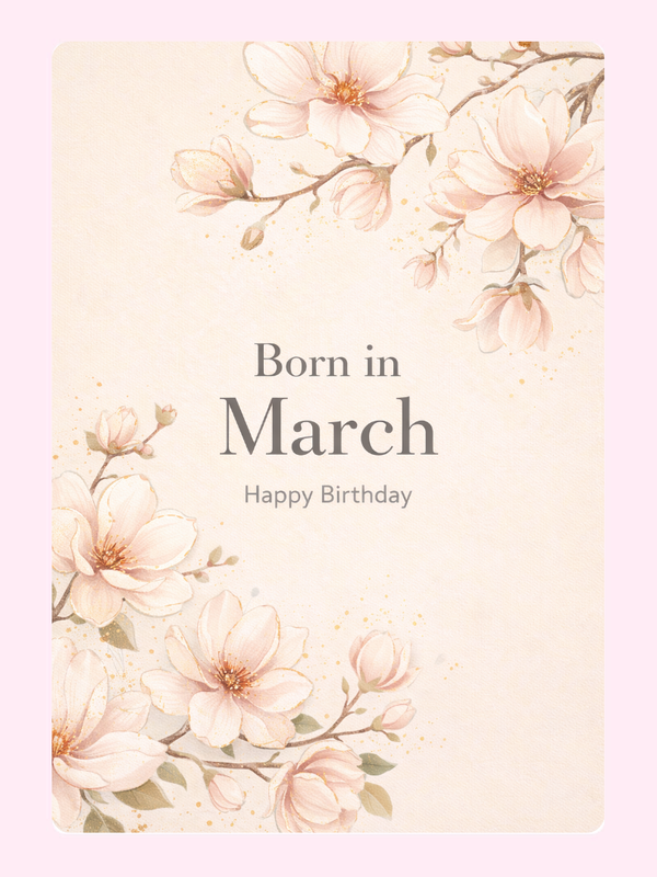 Born In March Cake Card, birthday
