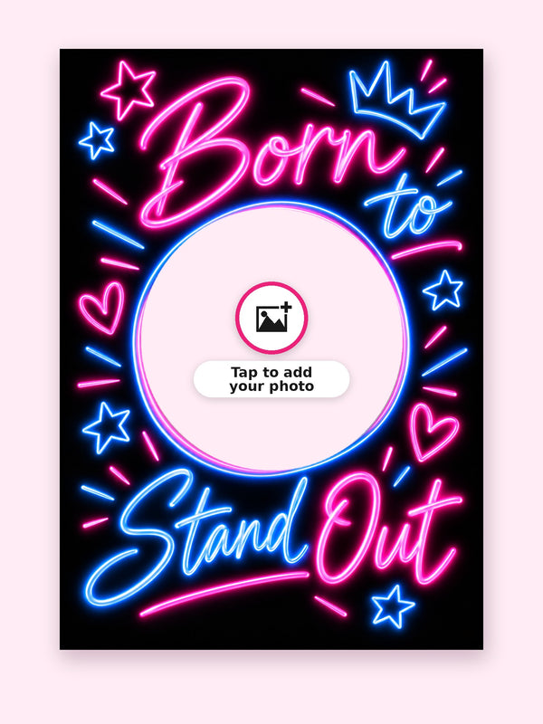 Born To Stand Out Birthday Cake Card with a space for your own photo