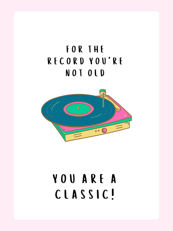 funny birthday cake card with record player design edible greeting card UK letterbox cake gift