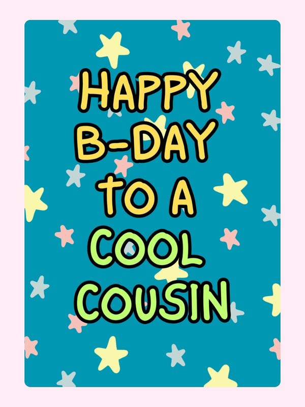 Happy B-Day to a Cool Cousin birthday card design with pastel stars