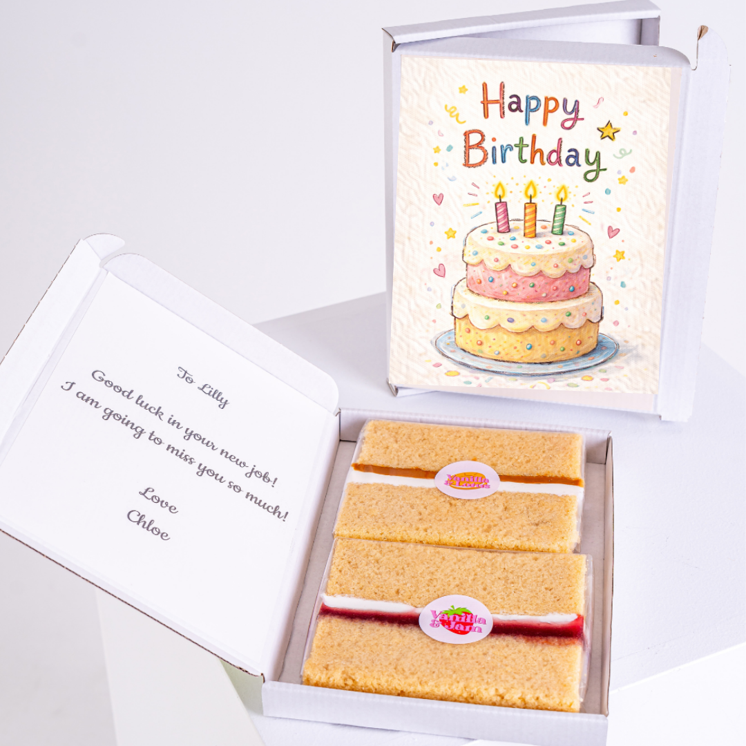 Happy birthday cake card gift box with colourful cake design