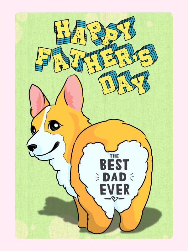 Corgi Best Dad Father’s Day cake card design