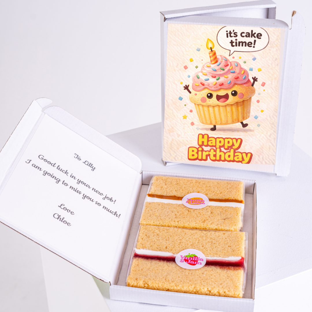 Happy birthday cake card gift box with cute cupcake design