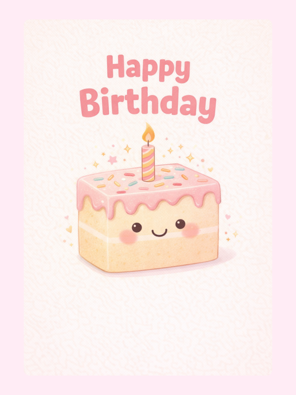 cute happy birthday cake illustration card
